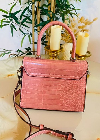 Mango Pembe Deri Yılan Desenli Kadın Çanta - Görsel 3