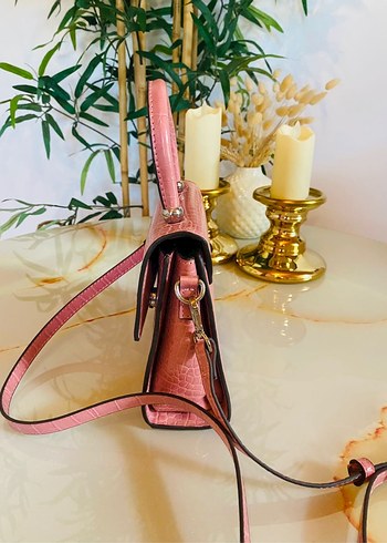 Mango Pembe Deri Yılan Desenli Kadın Çanta - Görsel 2