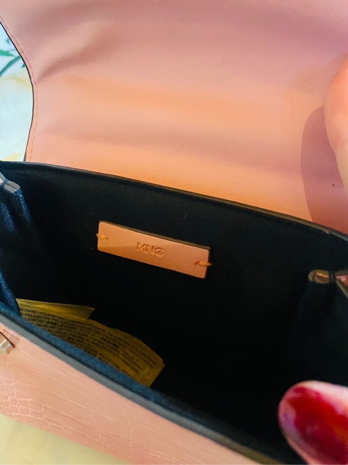 Mango Pembe Deri Yılan Desenli Kadın Çanta - Görsel 5