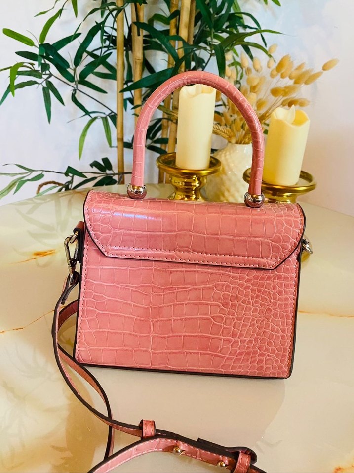 Mango Pembe Deri Yılan Desenli Kadın Çanta - Görsel 3