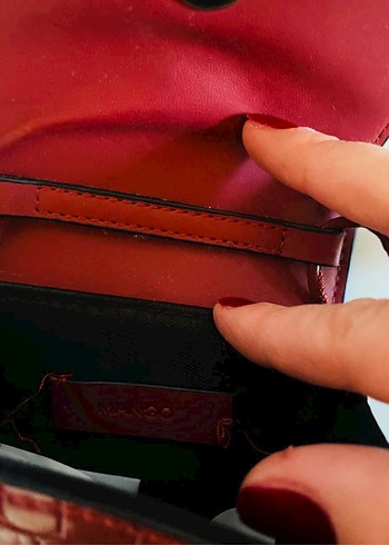 Mango Kırmızı Timsah Desenli Deri Kadın Çanta - Görsel 4