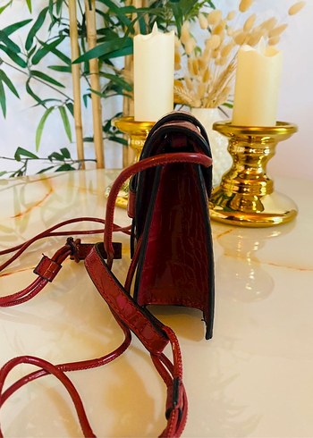 Mango Kırmızı Timsah Desenli Deri Kadın Çanta - Görsel 2