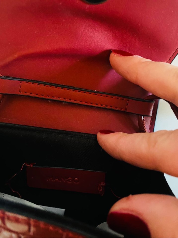 Mango Kırmızı Timsah Desenli Deri Kadın Çanta - Görsel 4