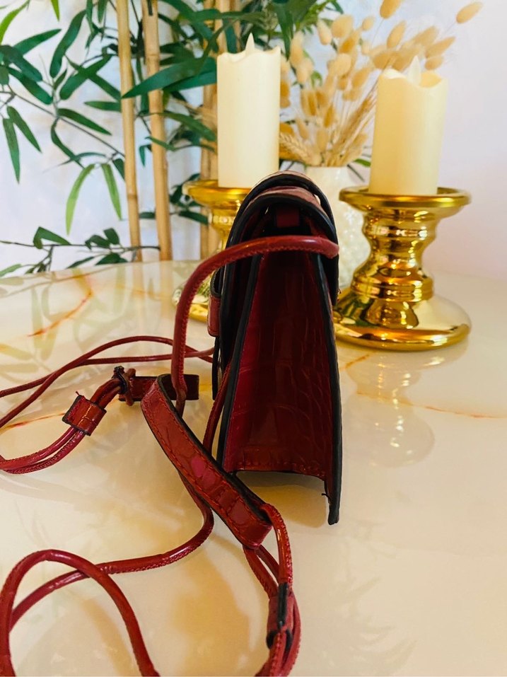 Mango Kırmızı Timsah Desenli Deri Kadın Çanta - Görsel 2