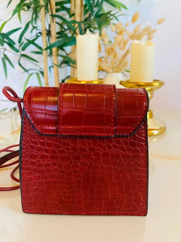 Mango Kırmızı Timsah Desenli Deri Kadın Çanta - Görsel 3