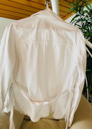 Zara Beyaz Uzun Kollu  Gömlek çeket - Görsel 2