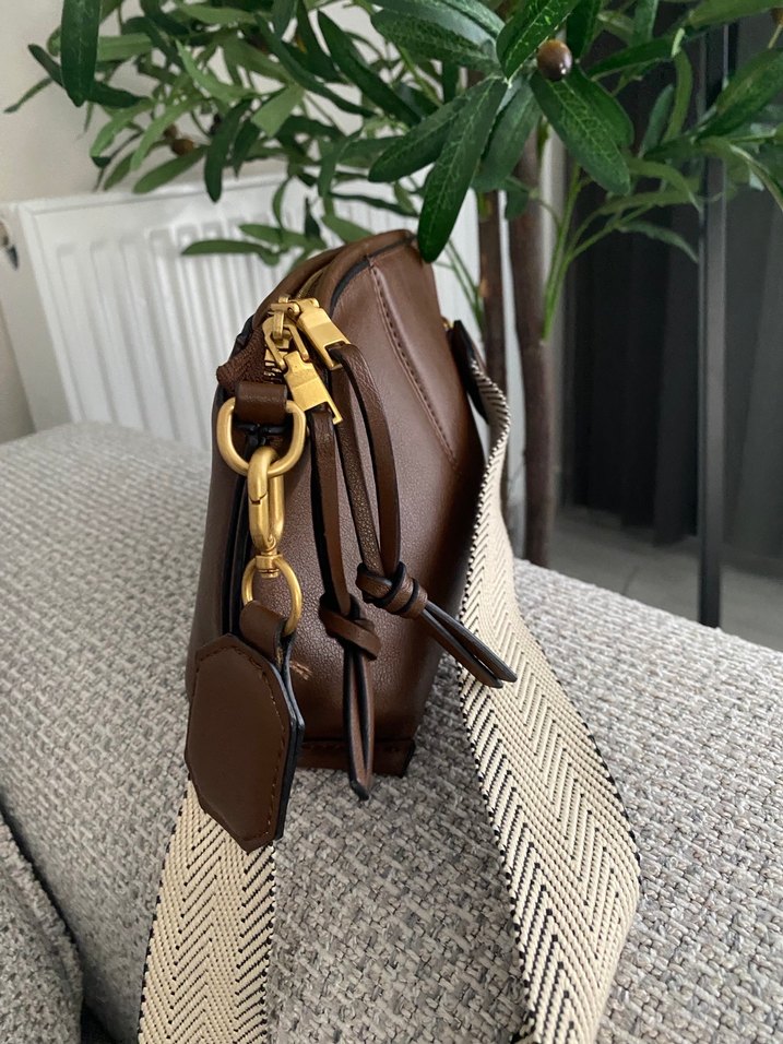 Zara Kahverengi Deri Kadın Çanta - Görsel 4