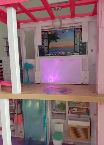 Pembe Barbie Bebek Evi Kaydıraklı Barbie Rüya evi - Görsel 5