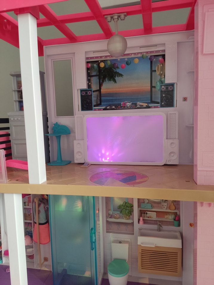 Pembe Barbie Bebek Evi Kaydıraklı Barbie Rüya evi - Görsel 5