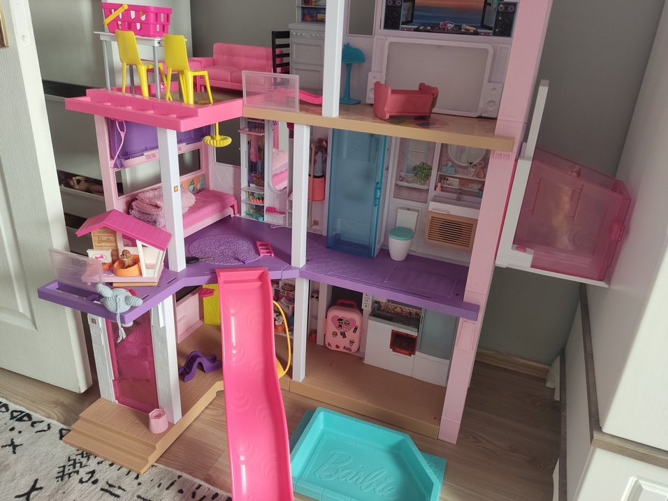 Pembe Barbie Bebek Evi Kaydıraklı Barbie Rüya evi - Görsel 2