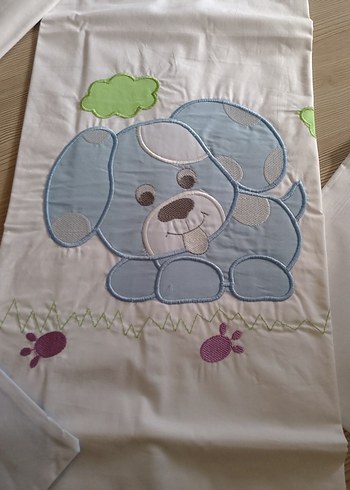 Bebekler için Nakışlı Beyaz pamuk nevresim - Görsel 3