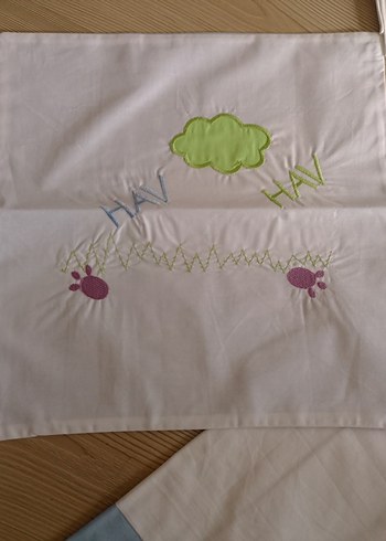 Bebekler için Nakışlı Beyaz pamuk nevresim - Görsel 4