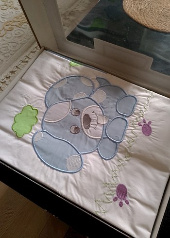 Bebekler için Nakışlı Beyaz pamuk nevresim - Görsel 2