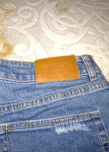 Düğmeli Açık Mavi Kadın Denim Mini Şort Pull&Bear - Görsel 4