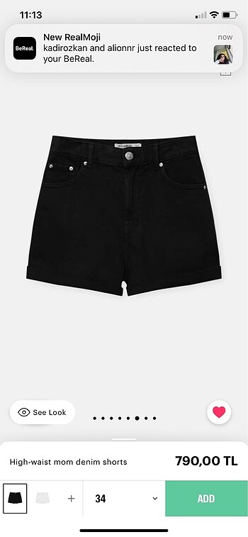 34 Beden siyah Renk Pull Bear şort