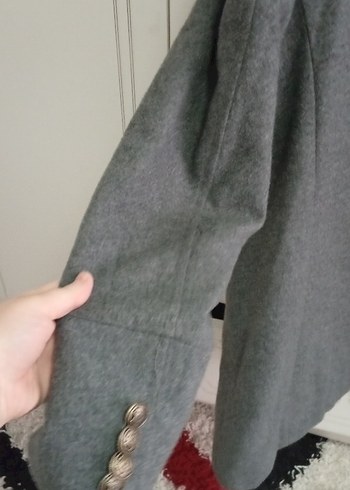 Kürk Detaylı Gri Midi Kaban - Görsel 3