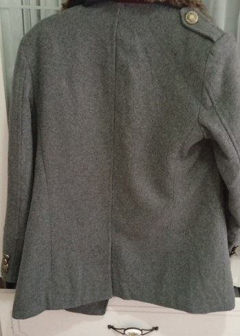 Kürk Detaylı Gri Midi Kaban - Görsel 2