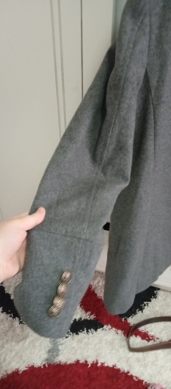 Kürk Detaylı Gri Midi Kaban - Görsel 3