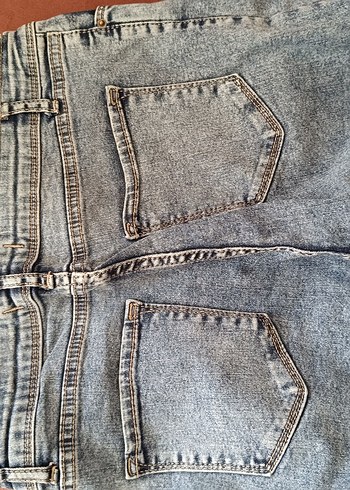 40 Beden gri Renk Gri mavi tonlarinda Düğmeli Kadın Midi Denim Pantolon