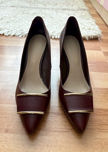 Bordo Rugan Tokalı Stiletto