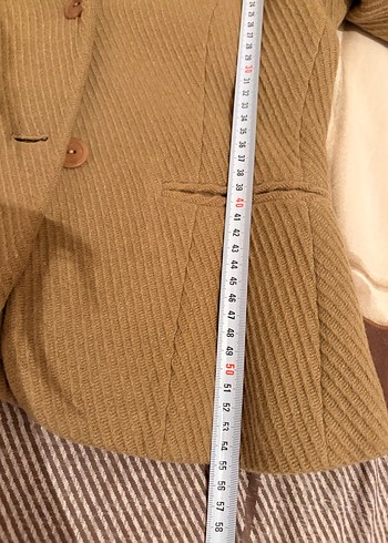 36 Beden Bej Yünlü Kadın Ceket