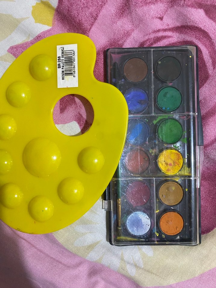 Çok Renkli Suluboya Boya Seti ve Palet - Görsel 3