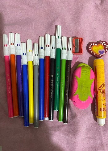 Renkli Keçeli Kalem Seti ve Kalemtraş - Görsel 3