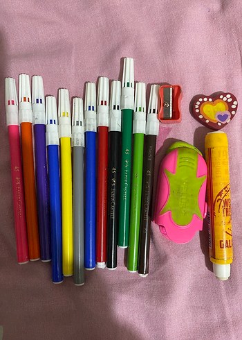 Renkli Keçeli Kalem Seti ve Kalemtraş - Görsel 2