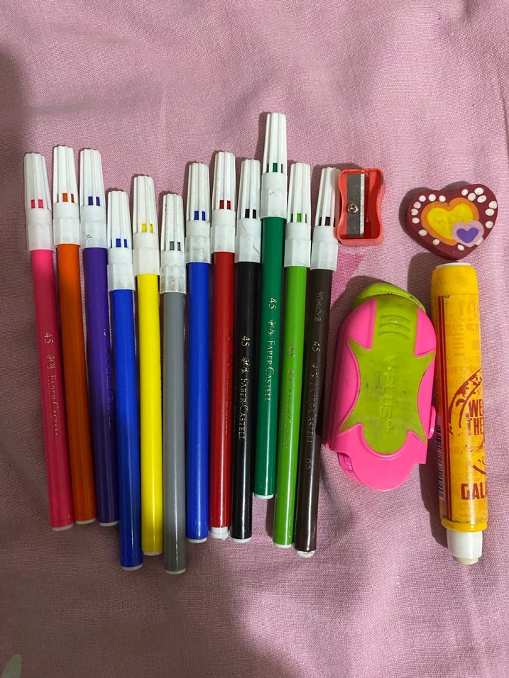 Renkli Keçeli Kalem Seti ve Kalemtraş - Görsel 3