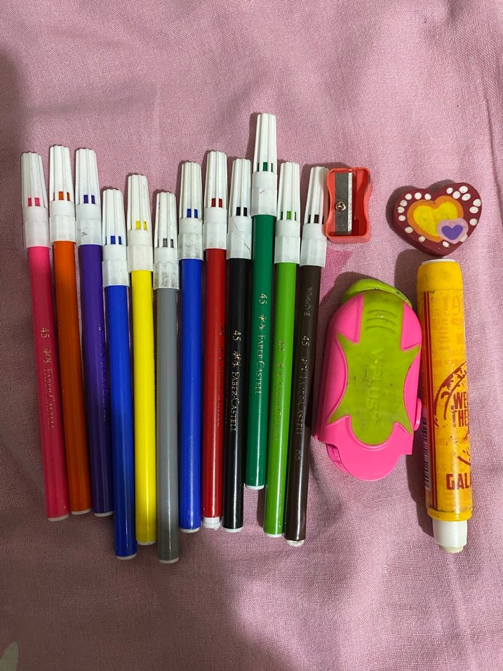 Renkli Keçeli Kalem Seti ve Kalemtraş - Görsel 2