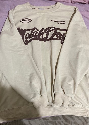 Bej Baskılı Kadın Sweatshirt - Görsel 3