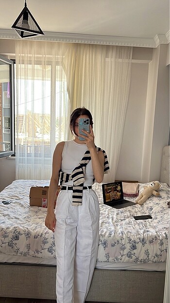 Zara beyaz crop örme üst