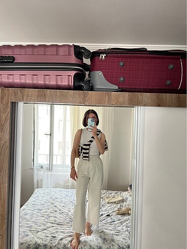 s Beden Zara beyaz crop örme üst