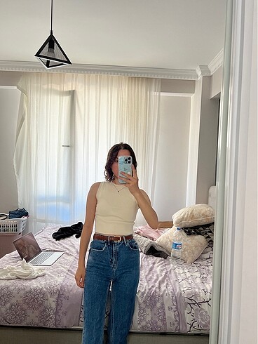 Zara Zara bej triko crop üst