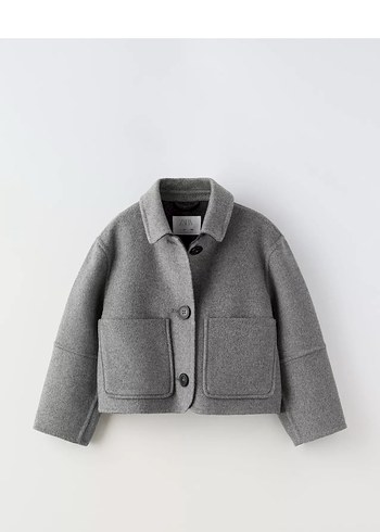 Zara Gri Kisa Yun Ceket