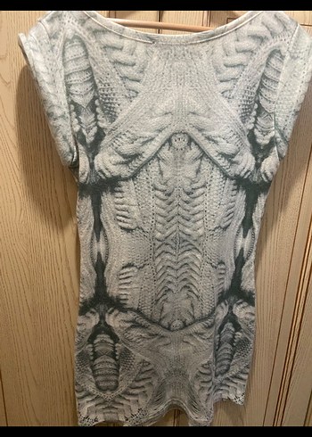 Gri Kolsuz Triko Midi Elbise - Görsel 2