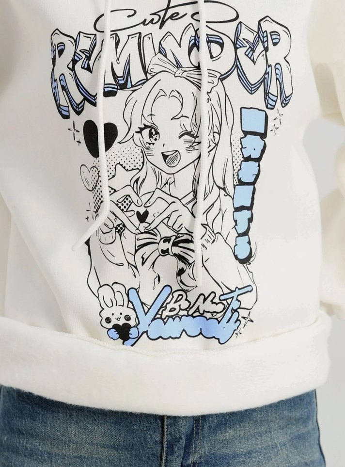 Beyaz Baskılı Kadın Sweatshirt - Görsel 3