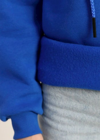 Rahat Kesim Mavi Kapüşonlu Sweatshirt - Görsel 3