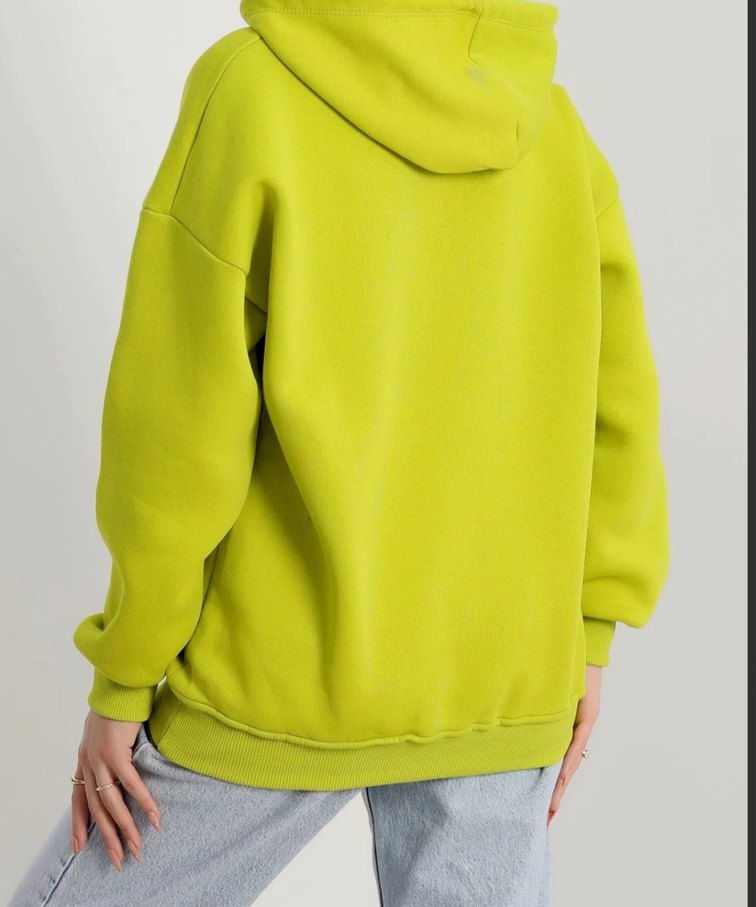 Nakışlı Yeşil Kapüşonlu Oversize Sweatshirt - Görsel 4