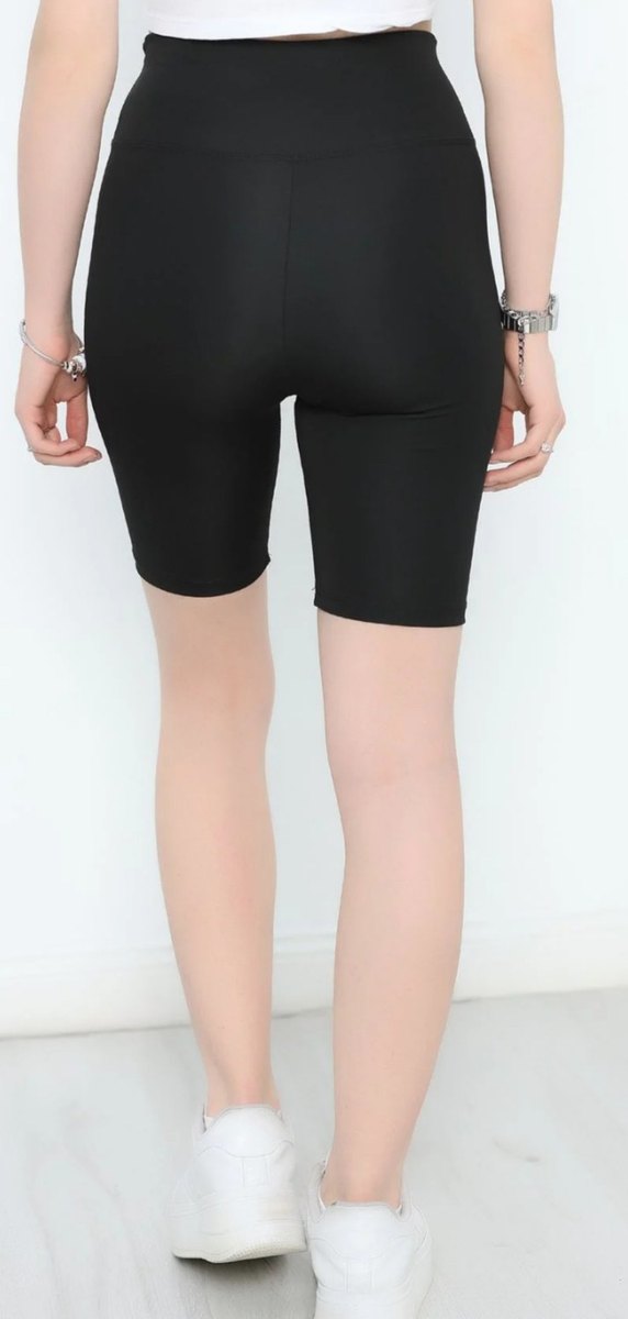 Kadın Siyah Mini Spor Bermuda Şort - Görsel 2