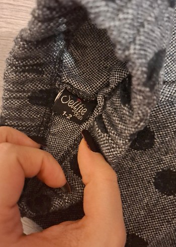 Tavşanlı Tüylü Siyah Gri Puantiye Tayt Çocuk Bebek - Görsel 2