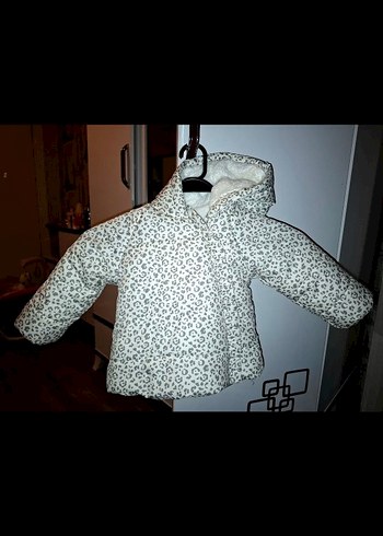 Bebek Çocuk İçi Polar Leopar Mont Beyaz