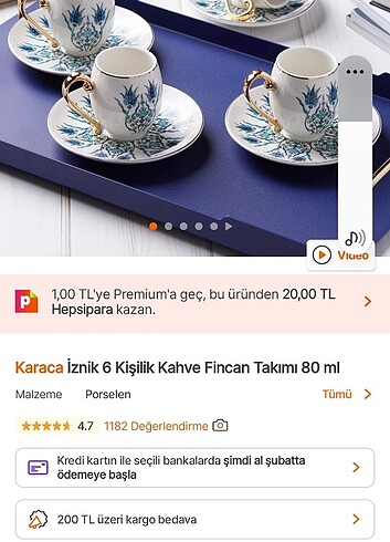 Karaca Karaca iznik fincan takımı