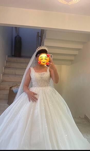 İndirim mevcut Prenses model kare yaka gelinlik tül kolları da v