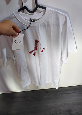 Beyaz Baskılı Oversize Kadın Tişört