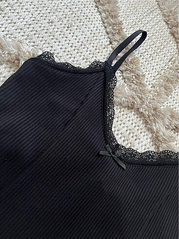 H&M siyah fitilli elbise