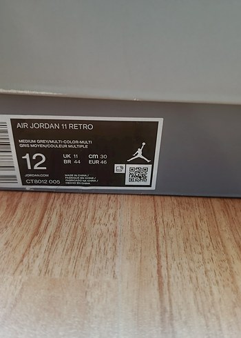 tek ebat Beden gri Renk Jordan 11 cool grey 46