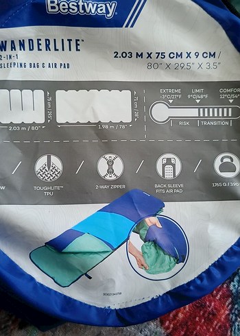 Bestway WanderLite 2'si 1 Arada Uyku Tulumu ve şişme mat - Görsel 8