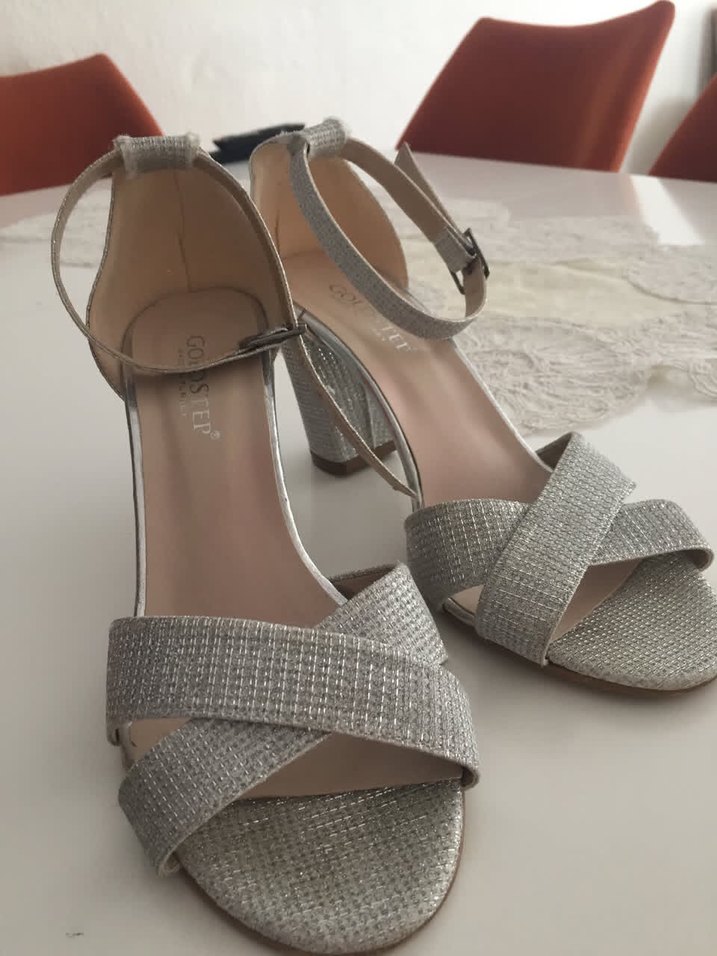 Gri Tokalı Kadın Topuklu Abiye Ayakkabı - Görsel 2