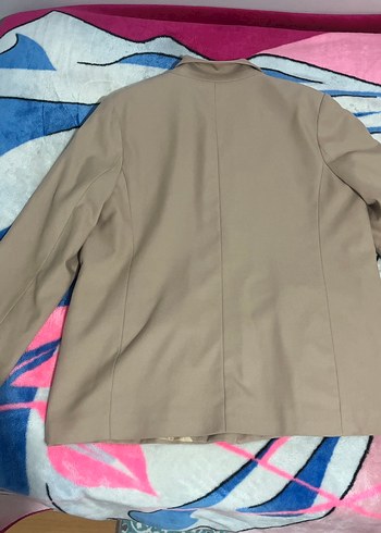 xl Beden Bej Düğmeli Kadın Blazer Ceket
